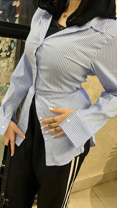 Blue Striped Shirt-S image 0