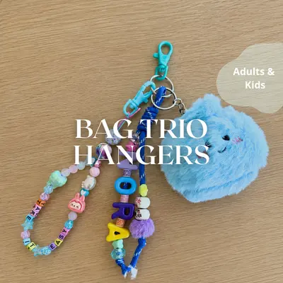 BAG TRIO HANGERS: PARACORD - CHARMS OR BEADS & FLUFFY KEY CHAINS image 0