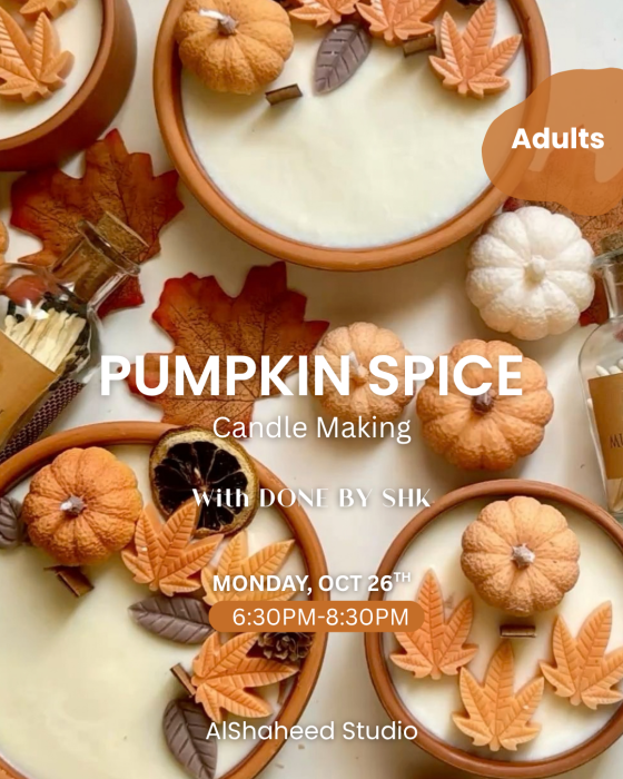 PUMPKIN SPICE CANDLE MAKING - ARTISTIC NIGHT - MON. OCT 26TH - 6:30PM-8:30PM image 0