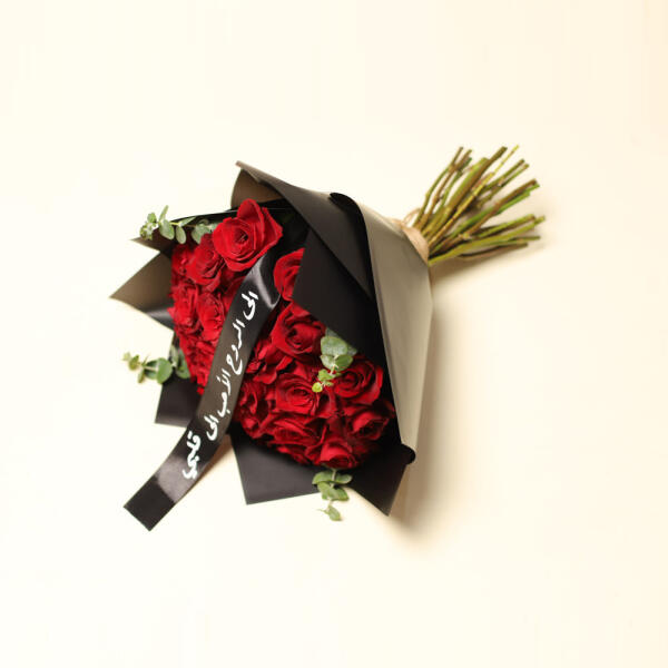 Premium Red Roses in Black Wrap image 0