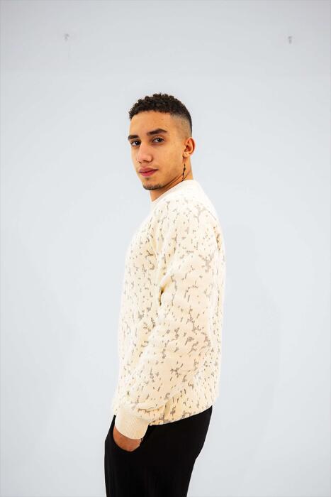 Beige knitted hoodie image 1
