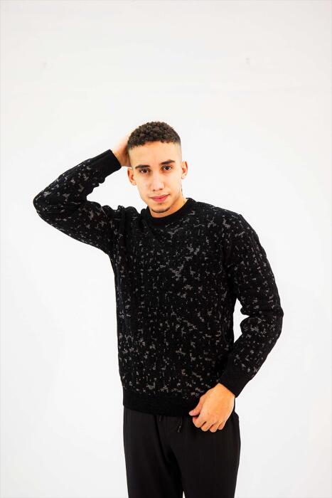 Black knitted hoodie image 0