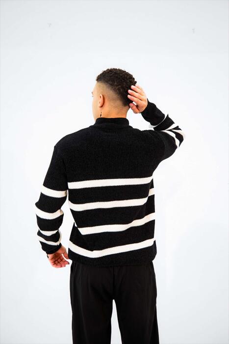 Black knitted zip-up hoodie image 1