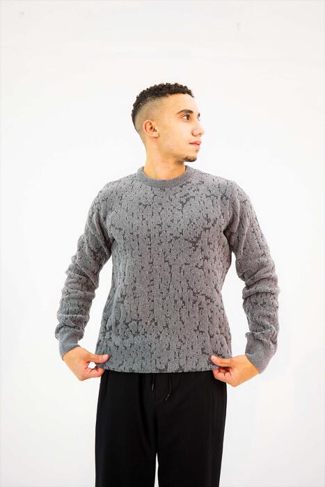 Gray knitted hoodie image 0