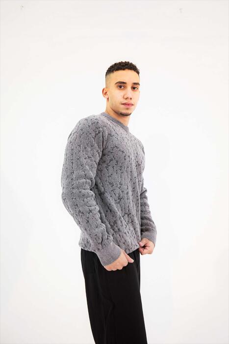 Gray knitted hoodie image 1