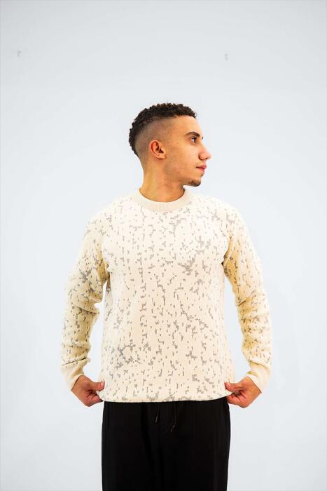 Beige knitted hoodie image 0