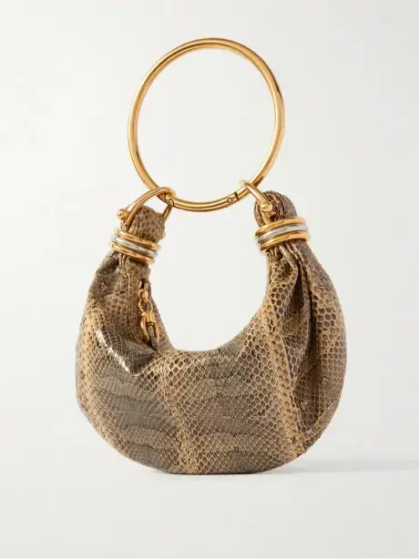 حقيبة كتف Bracelet صغيرة من جلد السويد وحواف من الجلد مزينة بقطعة معدنية image 8
