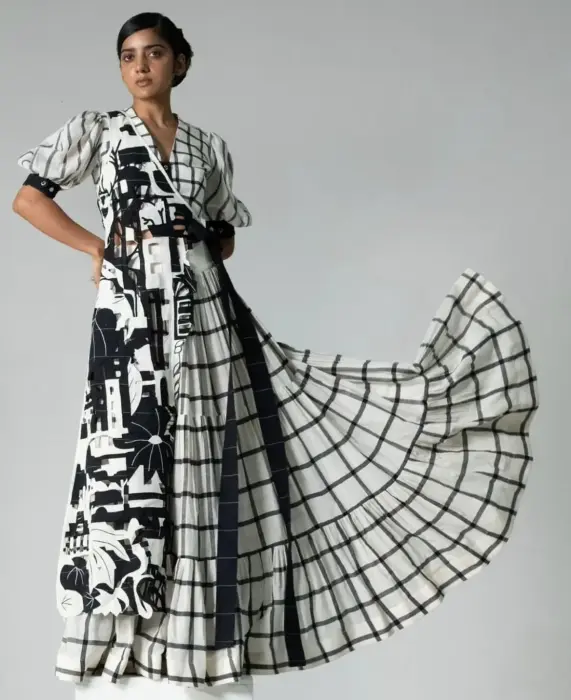 reception long dress-أسود وأبيض-XS image 0