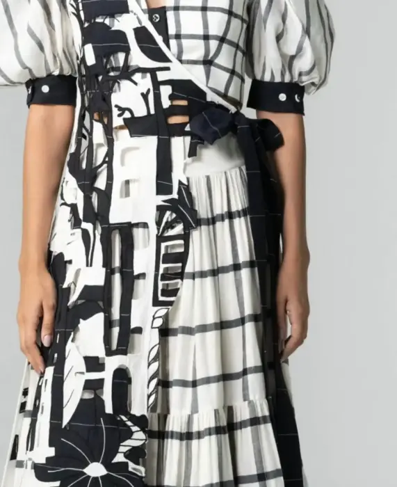reception long dress-أسود وأبيض-XS image 1