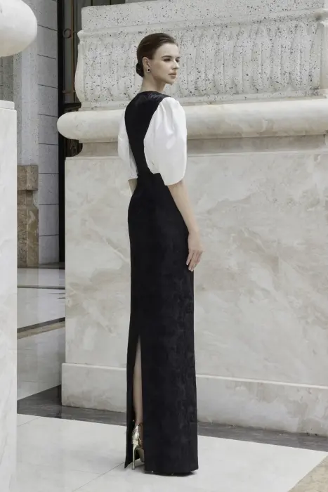 Evening long dress-أبيض-M image 3