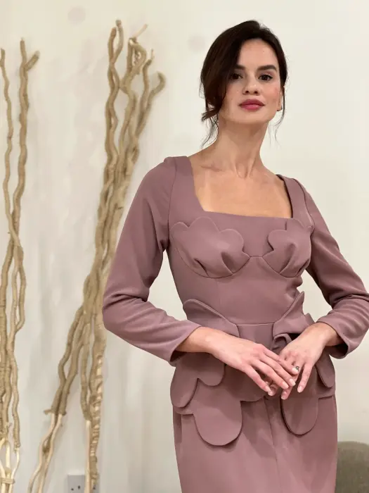 evening long dress-M-وردي فاتح image 1