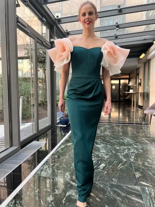 evening long dress-أخضر غامق-XL image 0