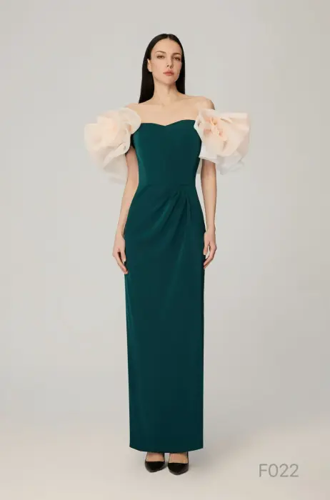 evening long dress-أخضر غامق-XL image 1