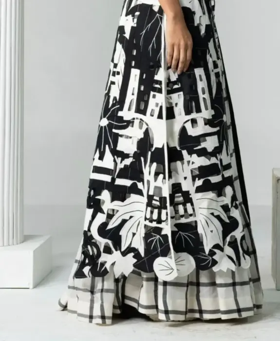 reception long dress-أسود وأبيض-XS image 2