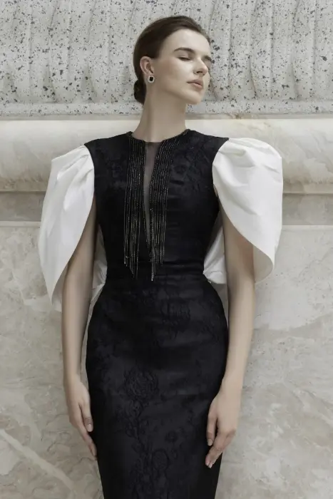 Evening long dress-أبيض-M image 2
