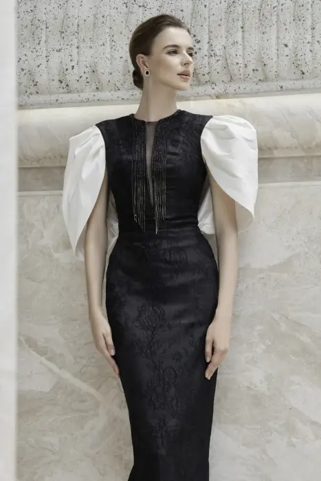 Evening long dress-أبيض-M image 1