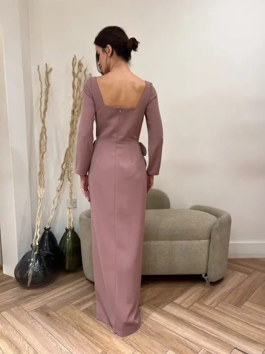 evening long dress-M-وردي فاتح image 3