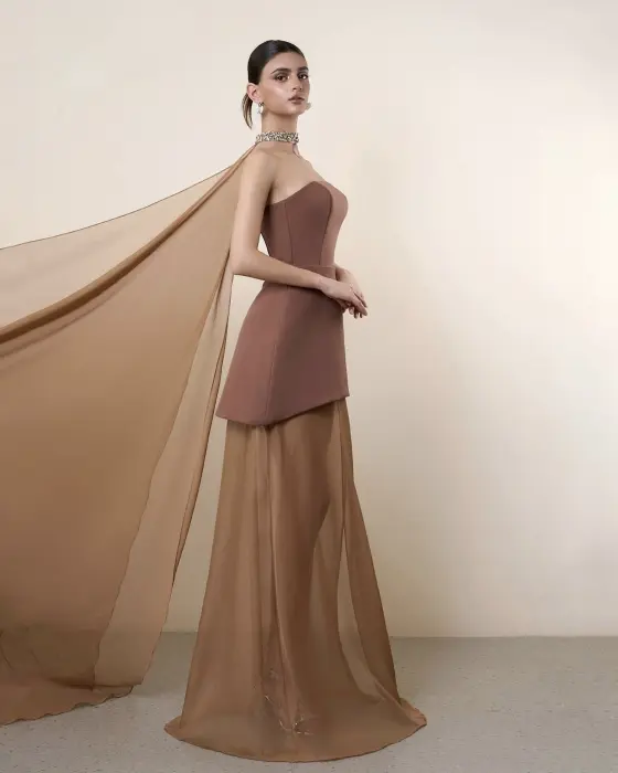 فستان سهره  طويل -XXL-بني image 2