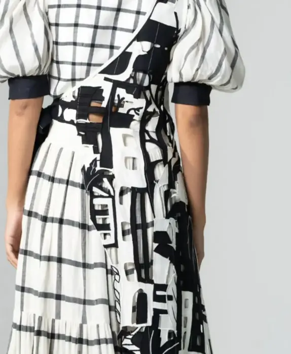 reception long dress-أسود وأبيض-XS image 4