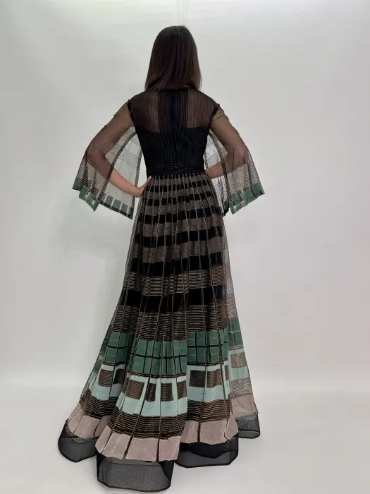 Evening long dress-اصفر-XL image 3