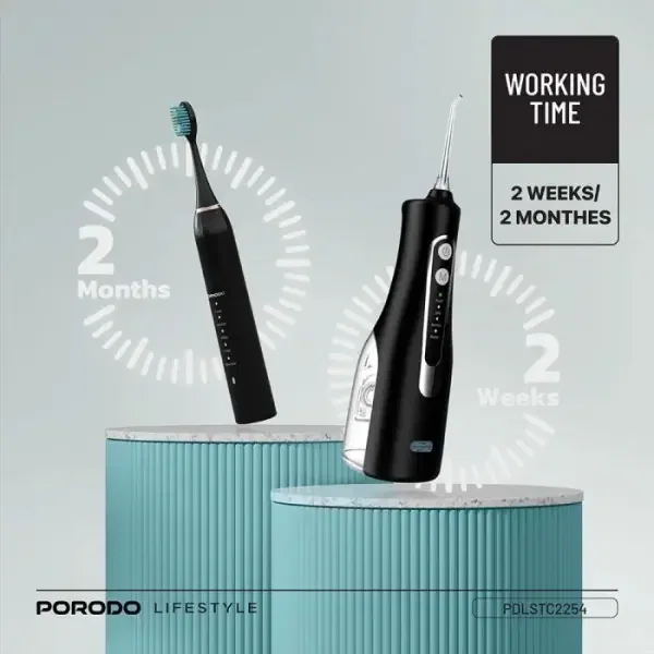 جهاز تنظيف الأسنان بضغط الماء مع فرشاة قابلة للشحن من Porodo image 2