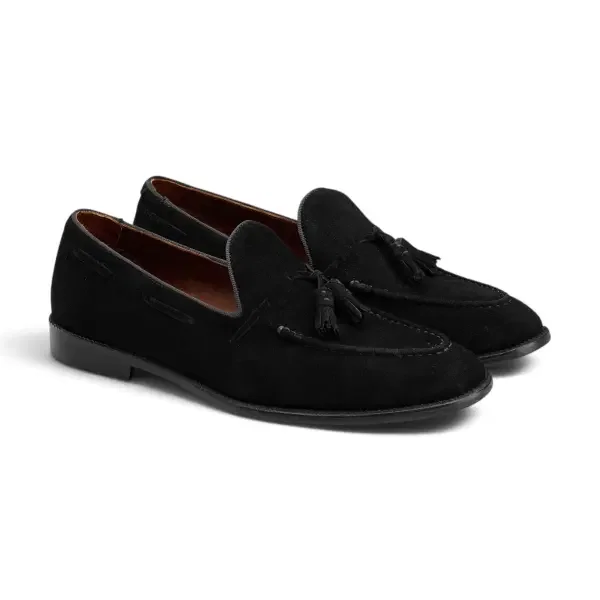 Tassel Loafer in Black Suede image 1