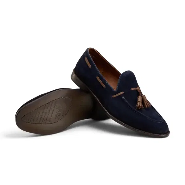 Tassel Loafer in Navy Suede image 2