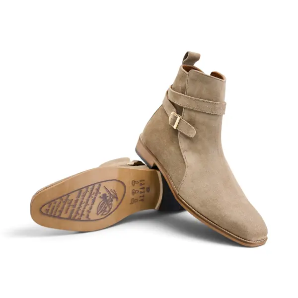 The Vincent Strap Boot - Suede Beige image 2
