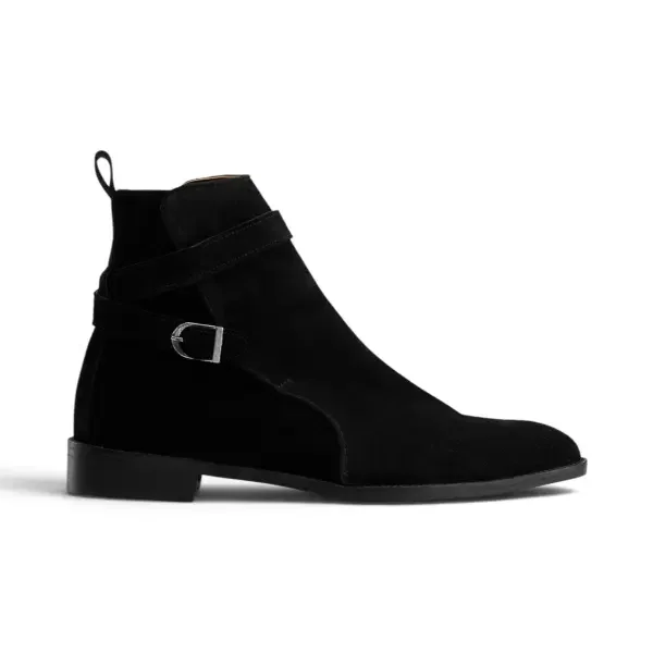 The Vincent Strap Boot - Suede Black image 0