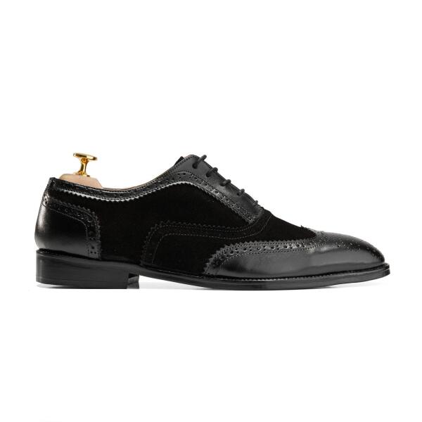 Alzati Oxford Brogue in Black Leather/Black Suede image 0