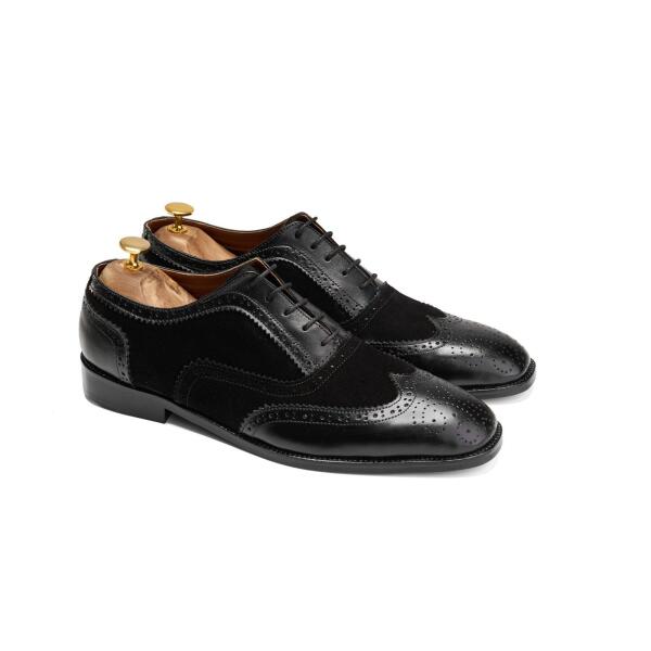 Alzati Oxford Brogue in Black Leather/Black Suede image 1