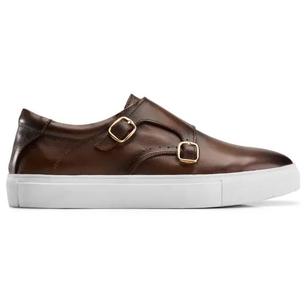 Double Monk Sneaker in Brown image 0