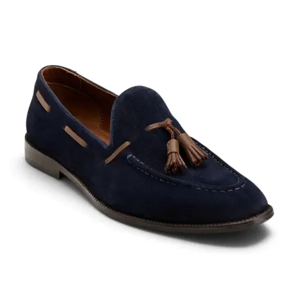 Tassel Loafer in Navy Suede image 3