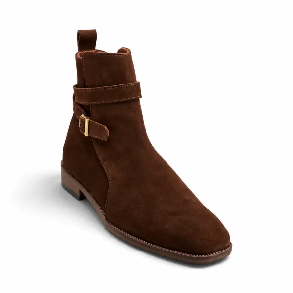 The Vincent Strap Boot - Suede Brown image 2