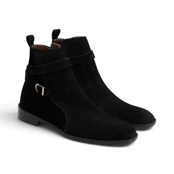 The Vincent Strap Boot - Suede Black image 1