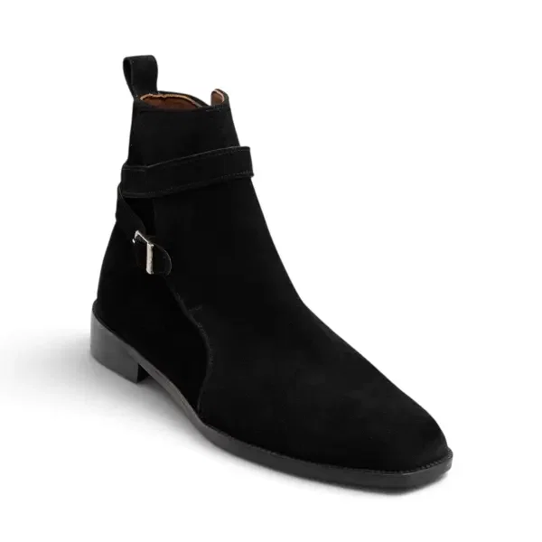 The Vincent Strap Boot - Suede Black image 3
