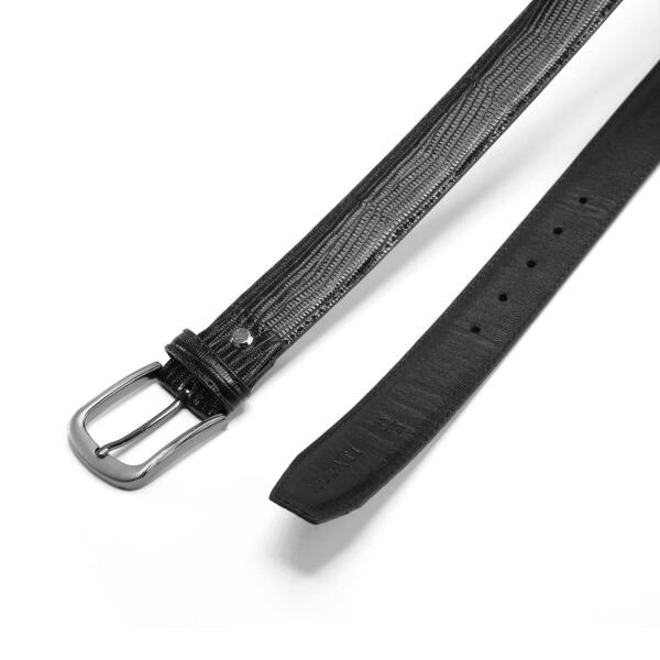 Lizard Leather Belt in Black image 2