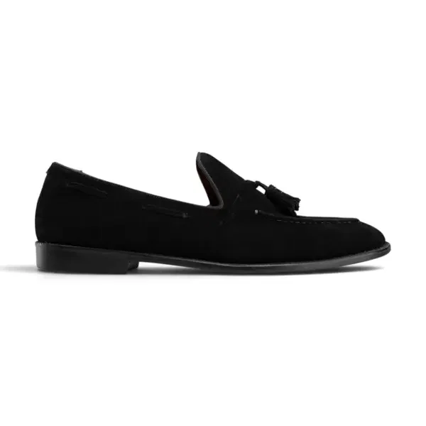 Tassel Loafer in Black Suede image 0