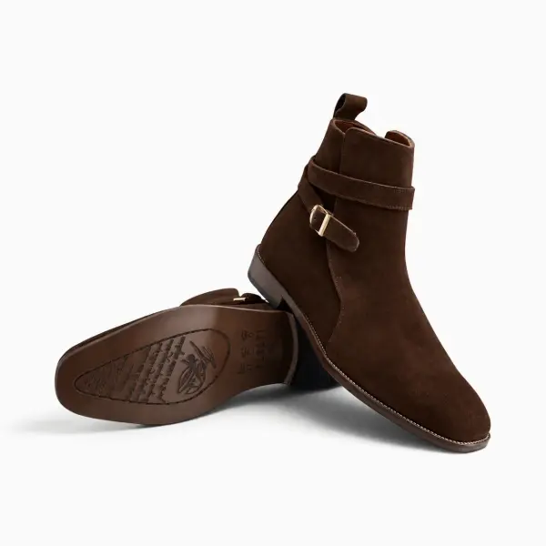 The Vincent Strap Boot - Suede Brown image 3
