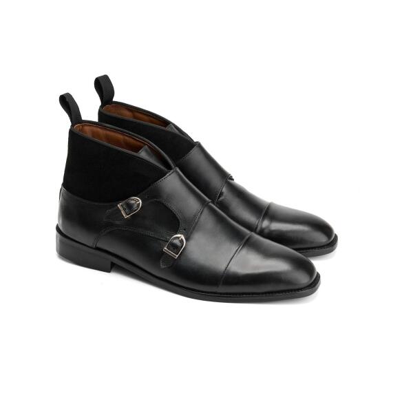 Double Monk Strap Boot in Black image 1