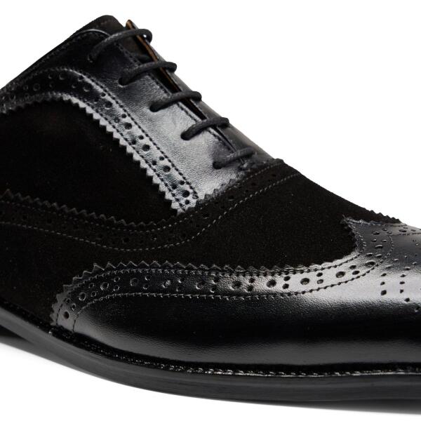 Alzati Oxford Brogue in Black Leather/Black Suede image 2
