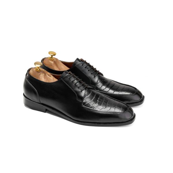 Alzati Crocodile derby shoes in Black image 1