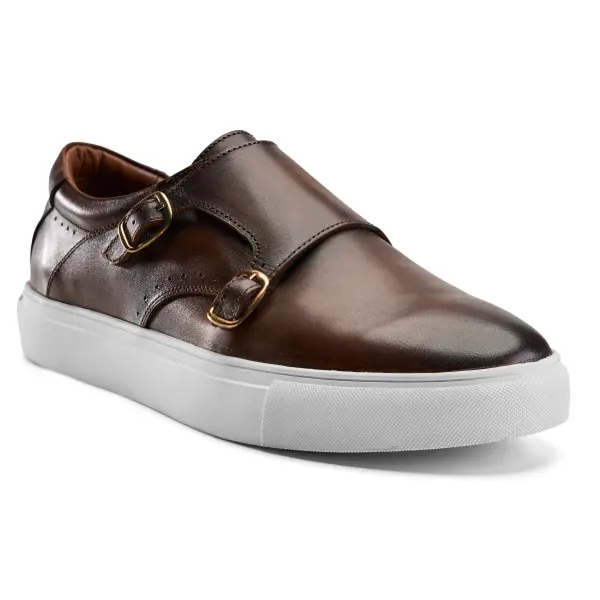 Double Monk Sneaker in Brown image 1