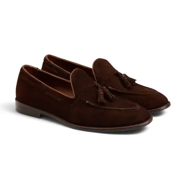 Tassel Loafer in Brown Suede image 1