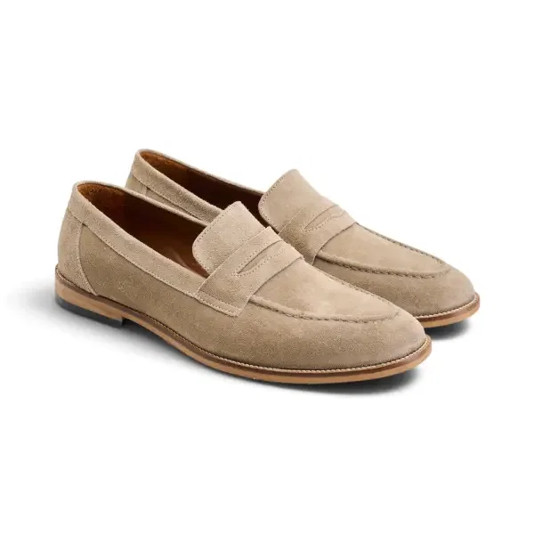 Penny Loafer in Beige Suede image 1