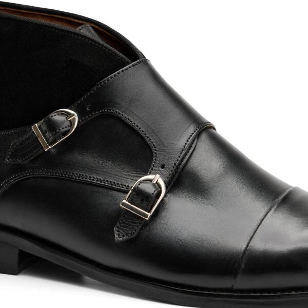 Double Monk Strap Boot in Black image 2