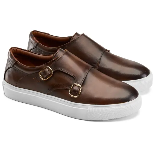 Double Monk Sneaker in Brown image 2