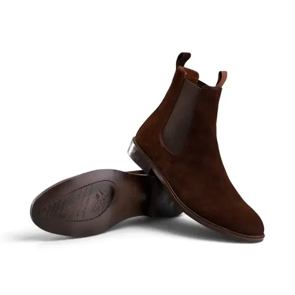 Brown Suede Chelsea Boot - Round Toe image 1