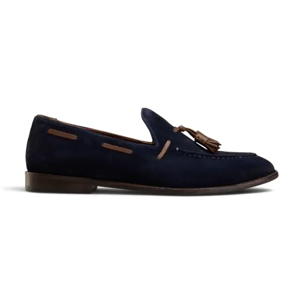 Tassel Loafer in Navy Suede image 0