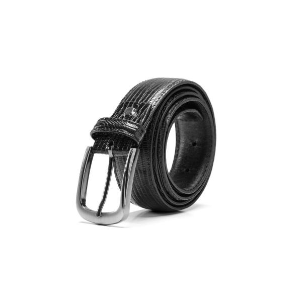 Lizard Leather Belt in Black image 1